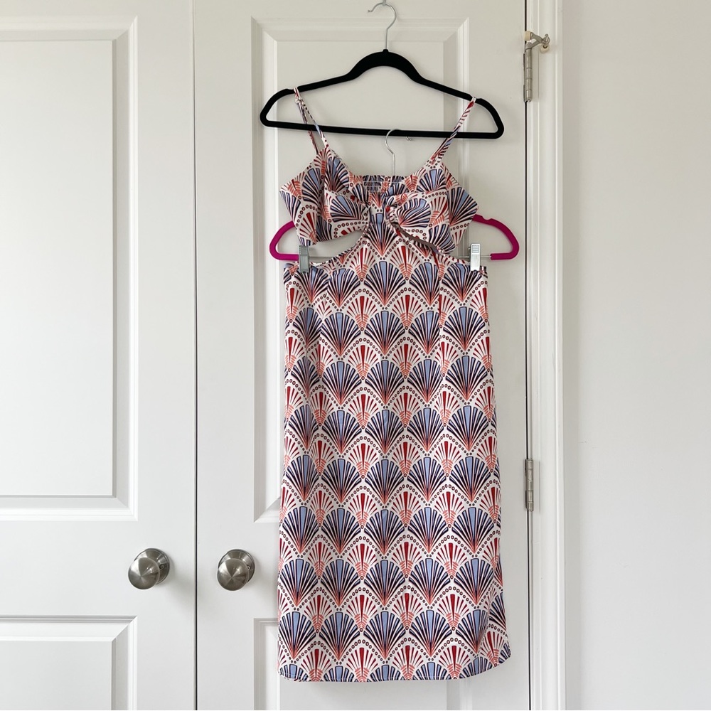 Printed Cutout Midi Dress